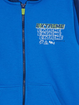 Kap??onlu Bask?l? Uzun Kollu Erkek ?ocuk Fermuarl? Sweatshirt - Waikiki фото 2