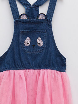 Kare Yaka Nak?? Detayl? Ask?l? K?z ?ocuk Elbise - Waikiki фото 3