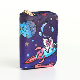 Кошелёк детский «Космос», на молнии, синий
