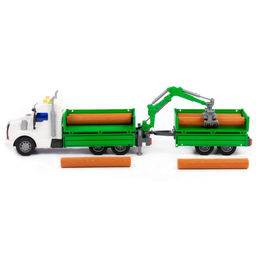 Профи, автомобиль бортовой с манипулятором и прицепом инерционный (со светом и звуком) (зелёный) (в коробке) - Полесье фото 8