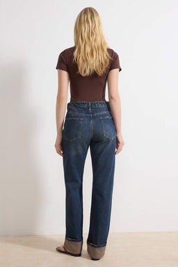 Mavi Paca Katlamal? Yuksek Bel %100 Pamuk Straight Jeans TWOSS26JE00009 - Trendyolmilla фото 4