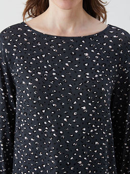 Bisiklet Yaka Leopar Desenli Bluz