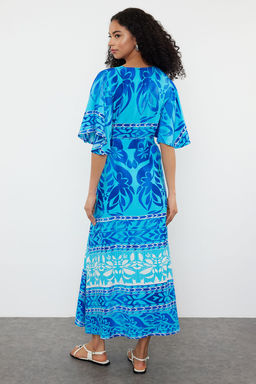 Cok Renkli Etnik Kusakl? Desenli A Kesim Kruvaze Yaka Dokuma Elbise TWOSS24EL01046 - Trendyolmilla фото 13