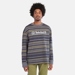 Футболка с длинным рукавом Timberland Longsleeve Striped Linear Logo Regular серая