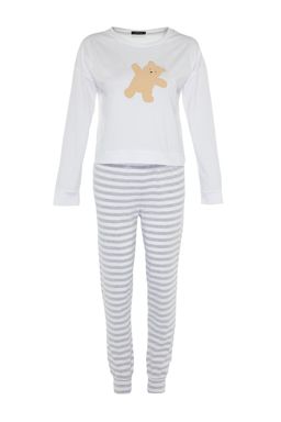 Trendyolmilla Lacivert %100 Pamuklu Ay?c?kl? Orme Pijama Tak?m? THMAW21PT0302  фото 6