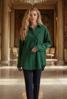 K13309 Вельветовая рубашка ИЗУМРУДНЫЙ