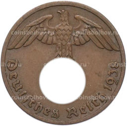 Монета 1 рейхспфенниг 1938 года A Германия