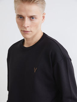 Bisiklet Yaka Erkek Kal?n Sweatshirt