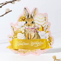 Цена за 4 шт. Открытка держатель для яйца Христос Воскресе! на пасху, 12.5?13.6 см