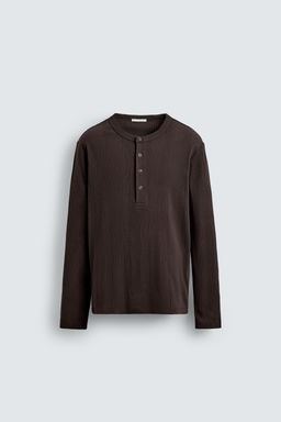 STRUCTURED GRANDAD COLLAR T-SHIRT - Zara фото 7