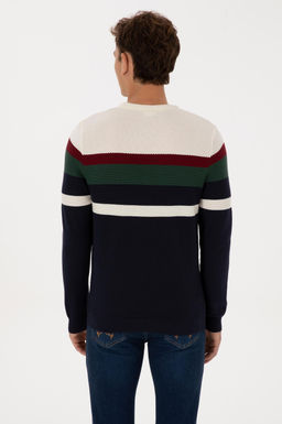 Erkek Slim Fit Bisiklet Yaka Lacivert Kazak