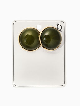 Серьги акрил «Стиль», круг, зелёные в золоте