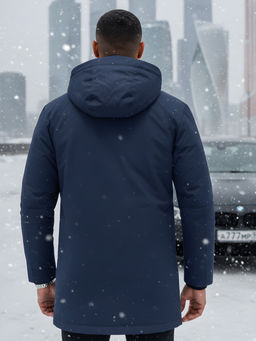 Парка зимняя мужская с капюшоном темно-синего цвета 9533-1TS - Valianly фото 18
