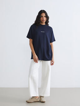 Bisiklet Yaka Bask?l? Kad?n Ti??rt