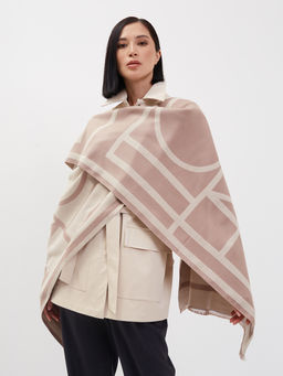 В составе шерсть и кашемир! теплый двусторонний палантин