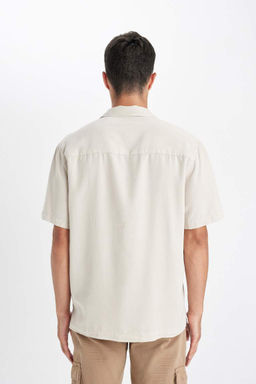 Хлопковая рубашка с короткими рукавами и воротником-поло Relax Fit - Defacto фото 7