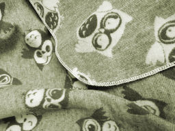 Одеяло байковое жаккардовое в/уп 100*140 "Совы" цв хаки