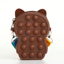 Сумка для девочки «Кошечка», поп ит, силиконовая, на молнии, коричневая