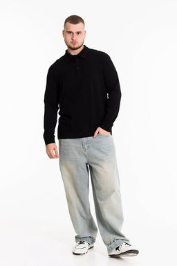 Лонгслив-поло М124061а черный - Елена фото 2