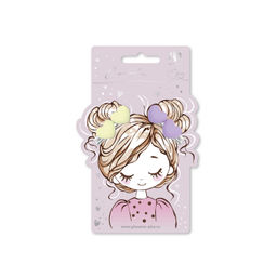 Набор заколок для волос зажим, арт. 71785 / 10 СЕРДЕЧКИ (в наборе: 2шт., 4 см, черный металл, полиметилметакрилат, цвет: жёлтый, сиреневый, подложка из мелованного картона + ПЭТ-пакет с европодвесом)