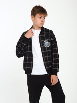 Толстовка бомбер Колледж черная клетка Ладошки  фото 25