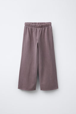 WASHED-EFFECT WIDE-LEG TROUSERS