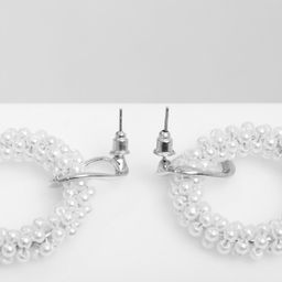 Серьги с жемчугом Круги на кольце, цвет белый в серебре - Queen fair фото 2