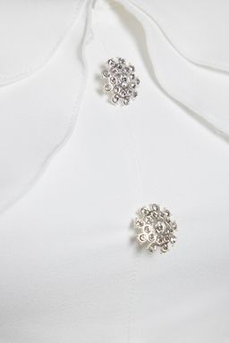 Bridal Ekru Astarl? Volanl? Dokuma Abiye Gece Elbise TPRSS21EL1403 - Trendyolmilla фото 10