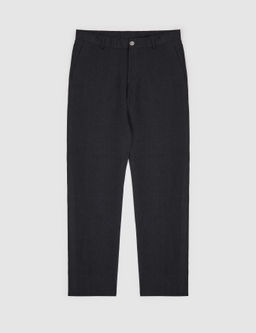 Siyah Slim Fit Beli Lastikli %100 Keten Pantolon