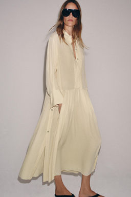 VESTIDO CAMISERO FLUIDO ZW COLLECTION / Beige - Zara фото 2