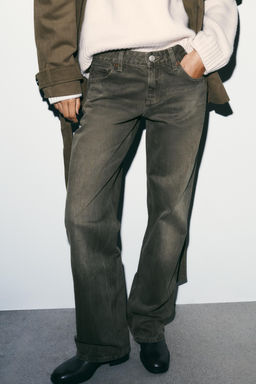 JEANS TRF WIDE LEG TIRO BAJO / Khaki claro - Zara фото 2
