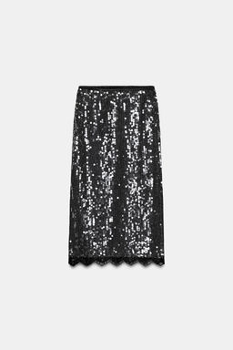 ZW COLLECTION SEQUIN LACE SKIRT - Zara фото 7