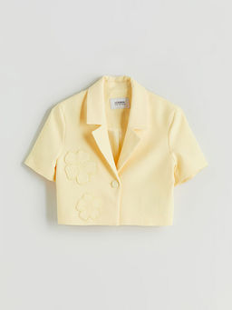 ?i?ekli K?z ?ocuk Crop Ceket