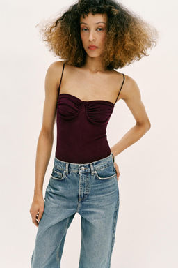 BODY TUL FRUNCES / Berenjena oscuro - Zara фото 5