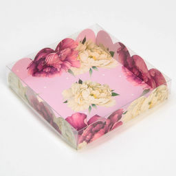 Цена за 5 шт. Коробка для печенья, кондитерская упаковка с пластиковой крышкой, «Тебе с любовью», 13×13×3 см