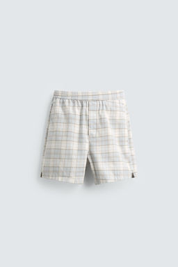BERMUDA REGULAR FIT CUADROS / Celeste