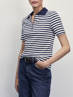 Футболка-поло в полоску / Zarina  фото 2