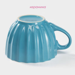 Кружка Доляна «Ноэми», 430 мл, керамика, голубая
