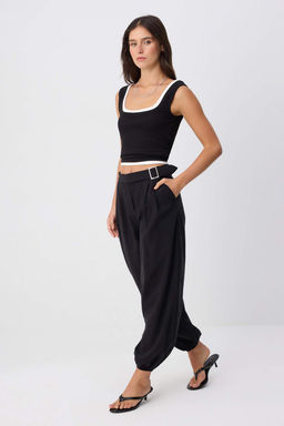 Siyah Modal Kemer Tokal_ Wide Leg Geni_ Pa_a Pantolon TWOSS26PL00235 - Trendyolmilla фото 2