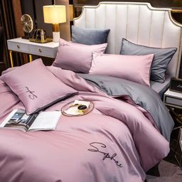 КПБ Mency однотонный с вышивкой MENO017 1.5 спальный