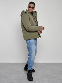 Куртка мужская зимняя с капюшоном спортивная великан цвета хаки 8335Kh - Wonderrman фото 16