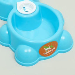 Миска двойная Мишка под бутылку, 24,5 х 19 х 4 см, голубая - Пижон фото 2