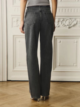 Джинсы straight с высокой посадкой со стразами / Zarina