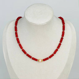Колье из Коралла и Жемчуга 42 см +