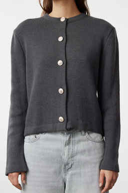 TRENDYOLMILLA Siyah Basic Ceket Gorunumlu Triko H?rka TWOAW24HI00090  фото 4