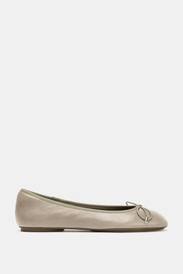 LEATHER BOW BALLET FLATS - Zara фото 8