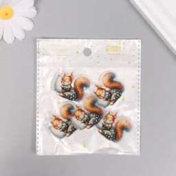 Цена за 5 шт. Декор для творчества акрил «Бельчонок в пижамке сладко спит на подушке», 2.9×3.4×0.3 см