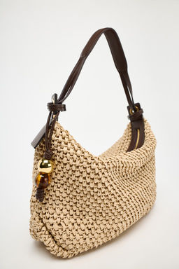 WOVEN TOTE BAG WITH CHARM - Zara фото 3