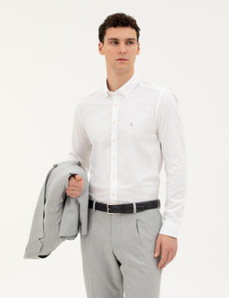 Beyaz Slim Fit Uzun Kollu G_mlek