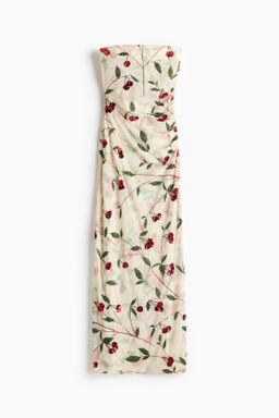 Vestido de tubo en malla con estampado de cerezas